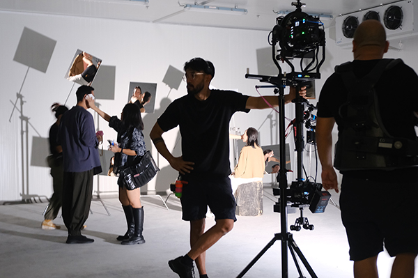 Photoshoot preparation in a coldroom